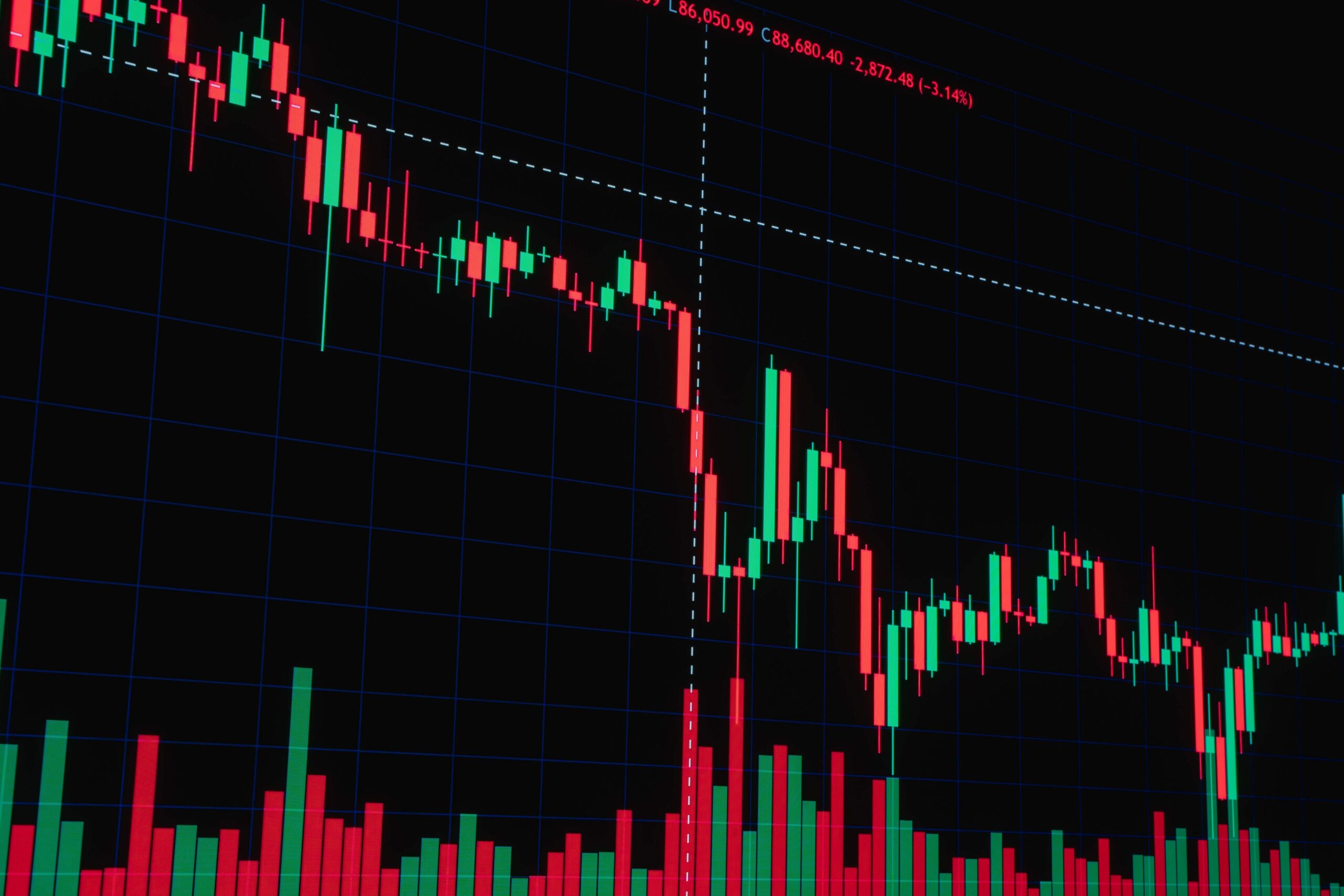 ETF 거래대금 감소와 시장 변동성을 상징하는 주식 차트